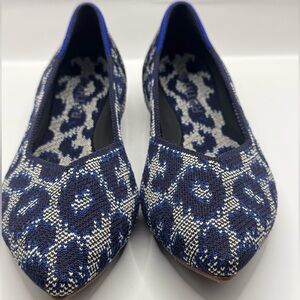 Rothy's Navy and White Patterned Flats